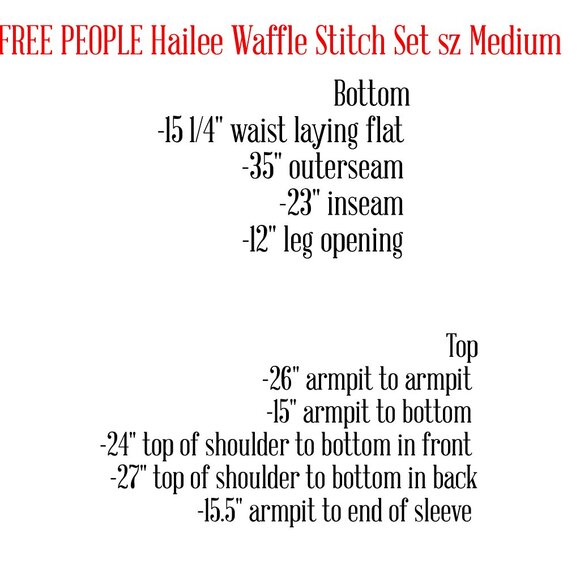 Free People Hailee Waffle Knit Set Sz Medium Black PREOWNED - Picture 4 of 6